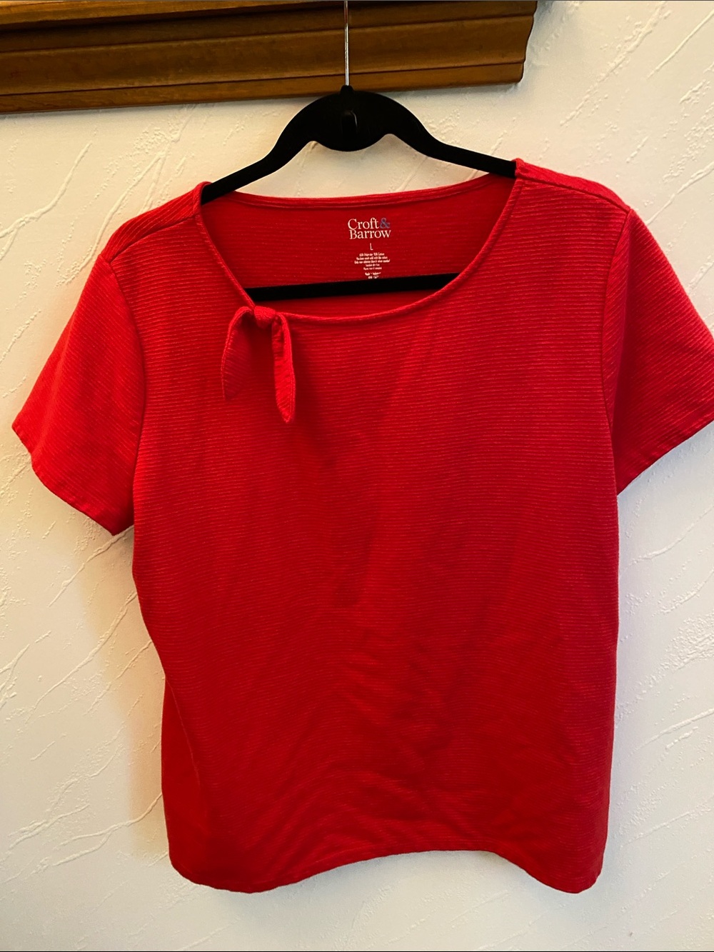 croft & barrow Red Short-Sleeve Tie-Neck Tee